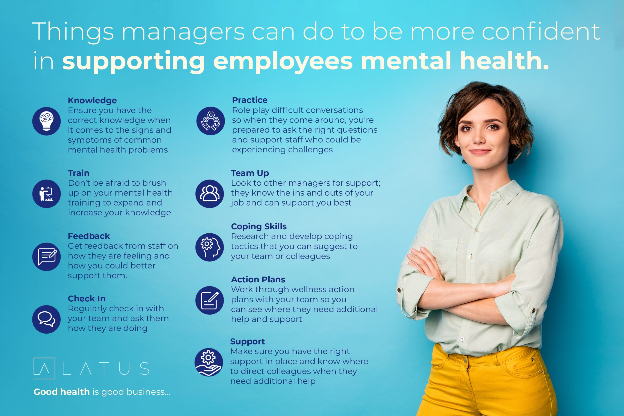 Things managers can do to be more confident in supporting employees mental health.